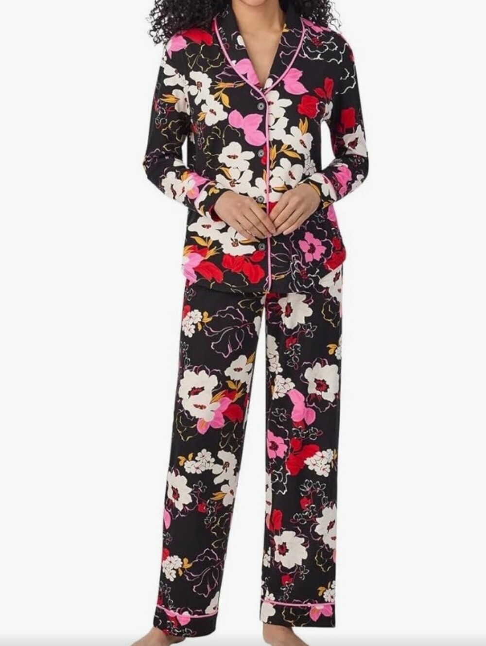 Room Service Black Floral Two-Piece Pajama Set